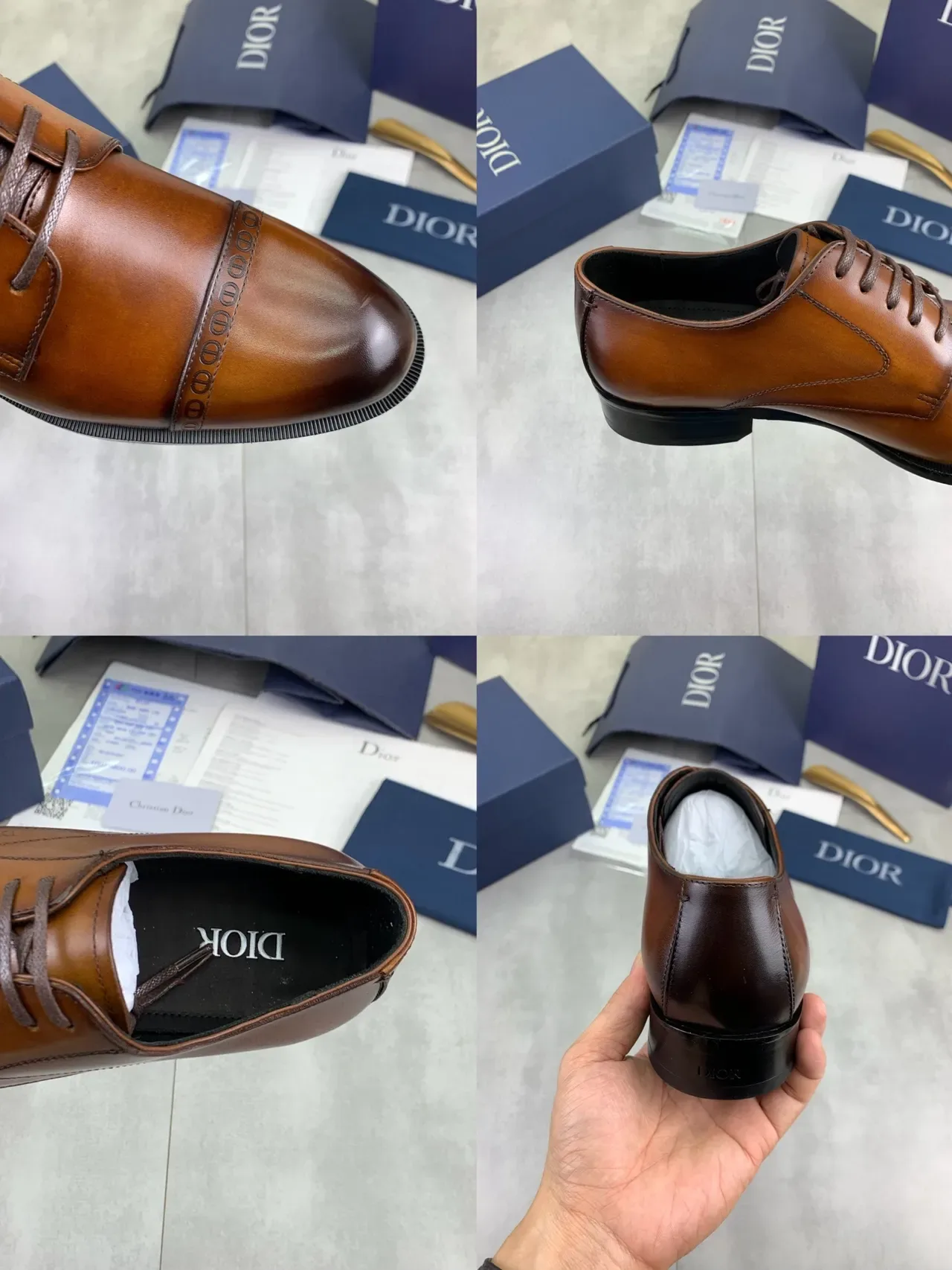 Dior Chaussures Oxford Marron Noir Bout Rond Détail Brogue 2