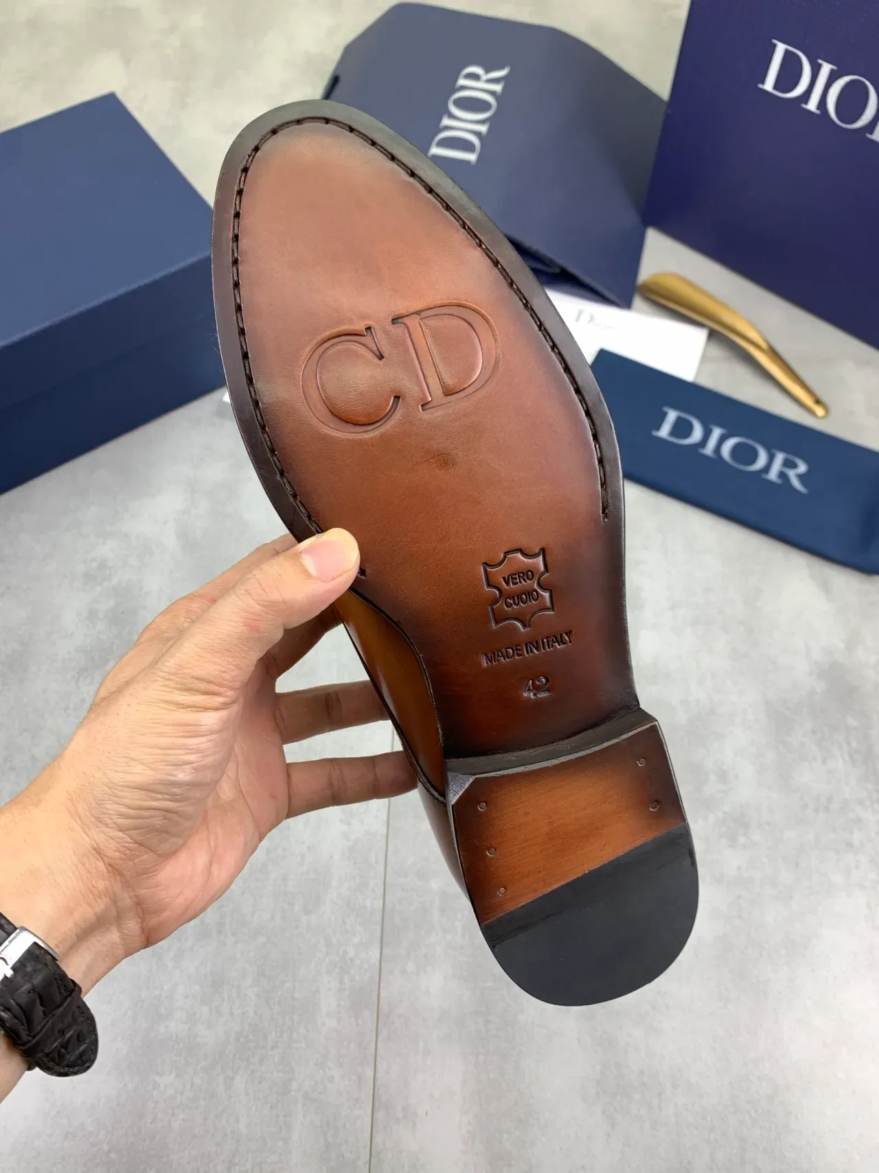 Dior Chaussures Oxford Marron Noir Bout Rond Détail Brogue 3
