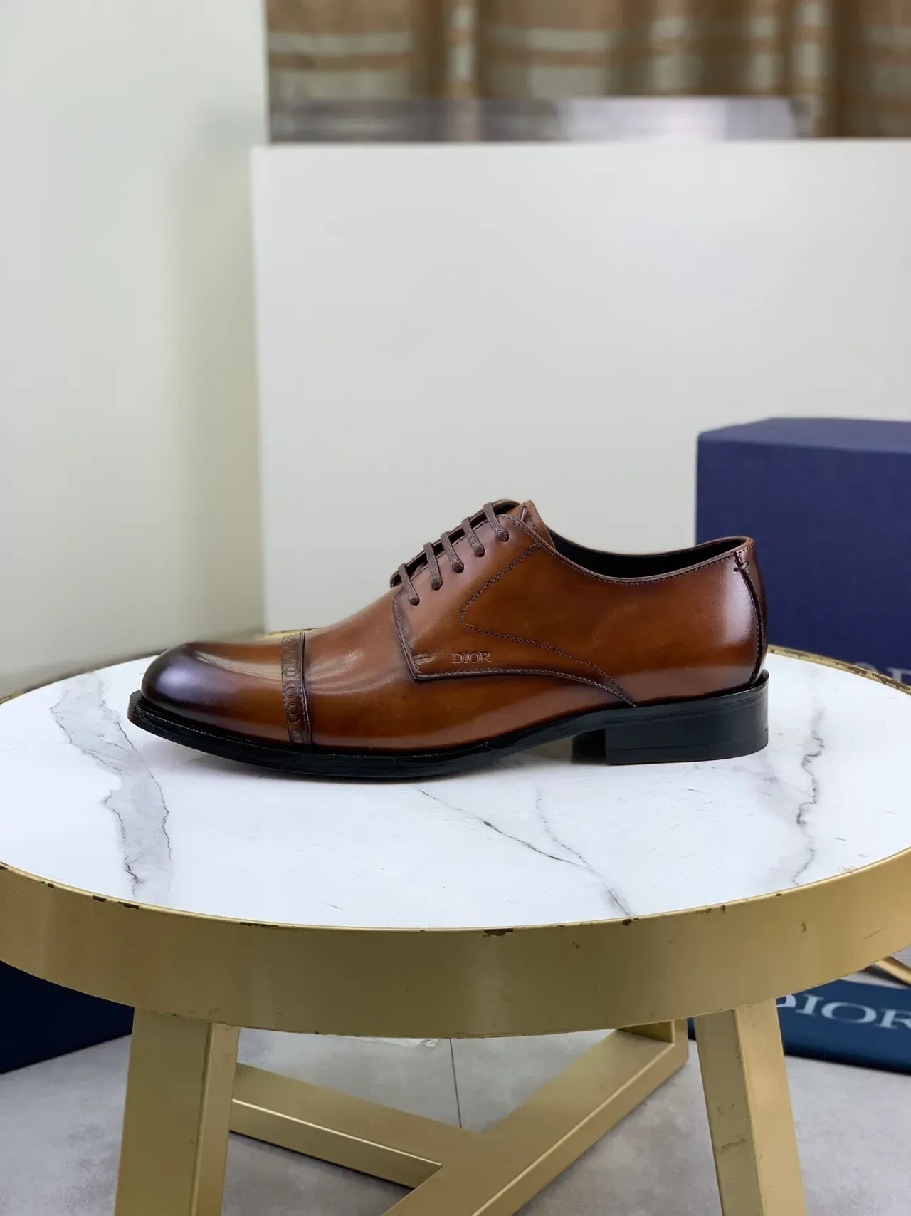 Dior Chaussures Oxford Marron Noir Bout Rond Détail Brogue 6