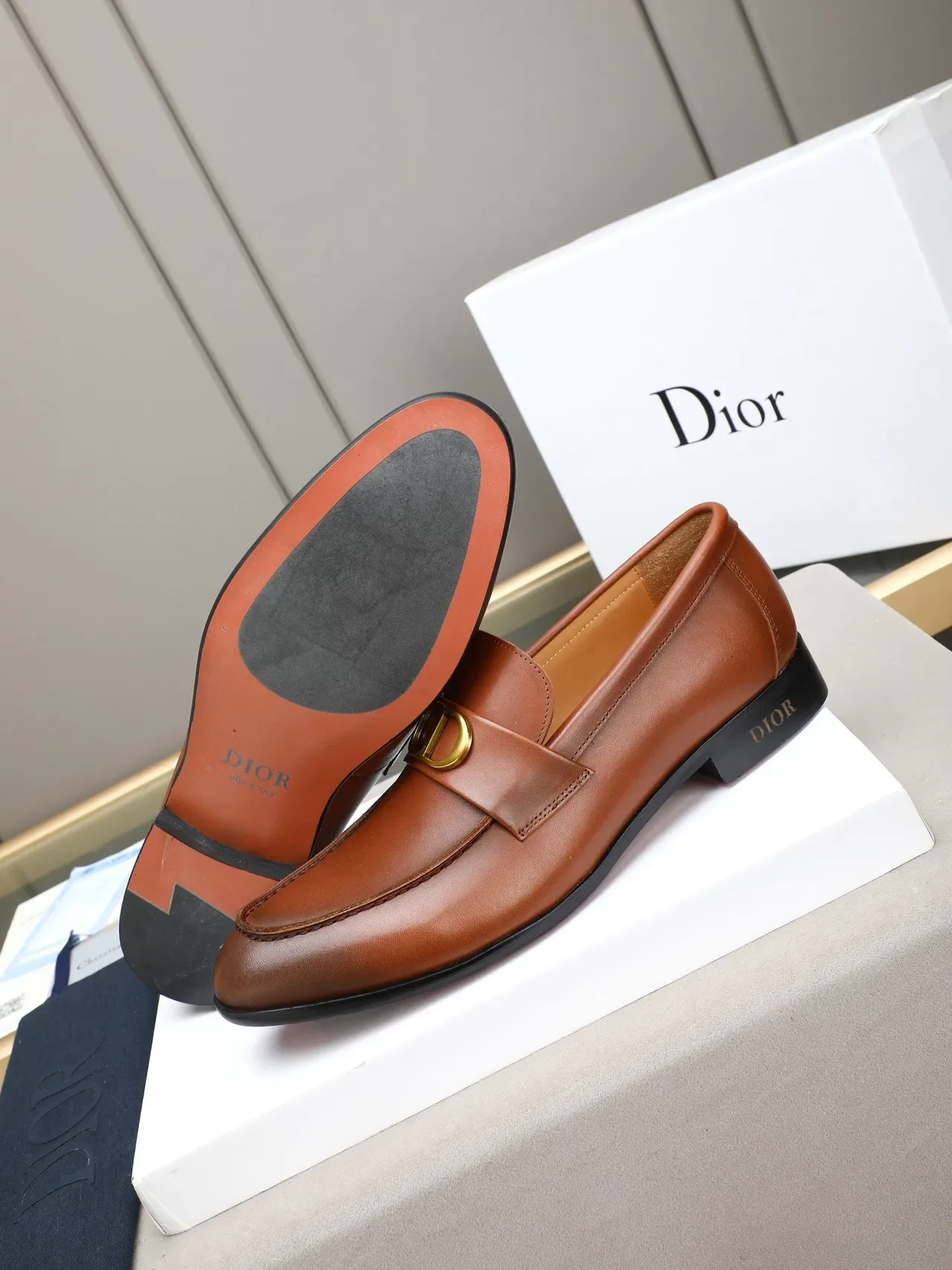 Dior Brown Black Smooth Leather Penny Strap Loafer 4