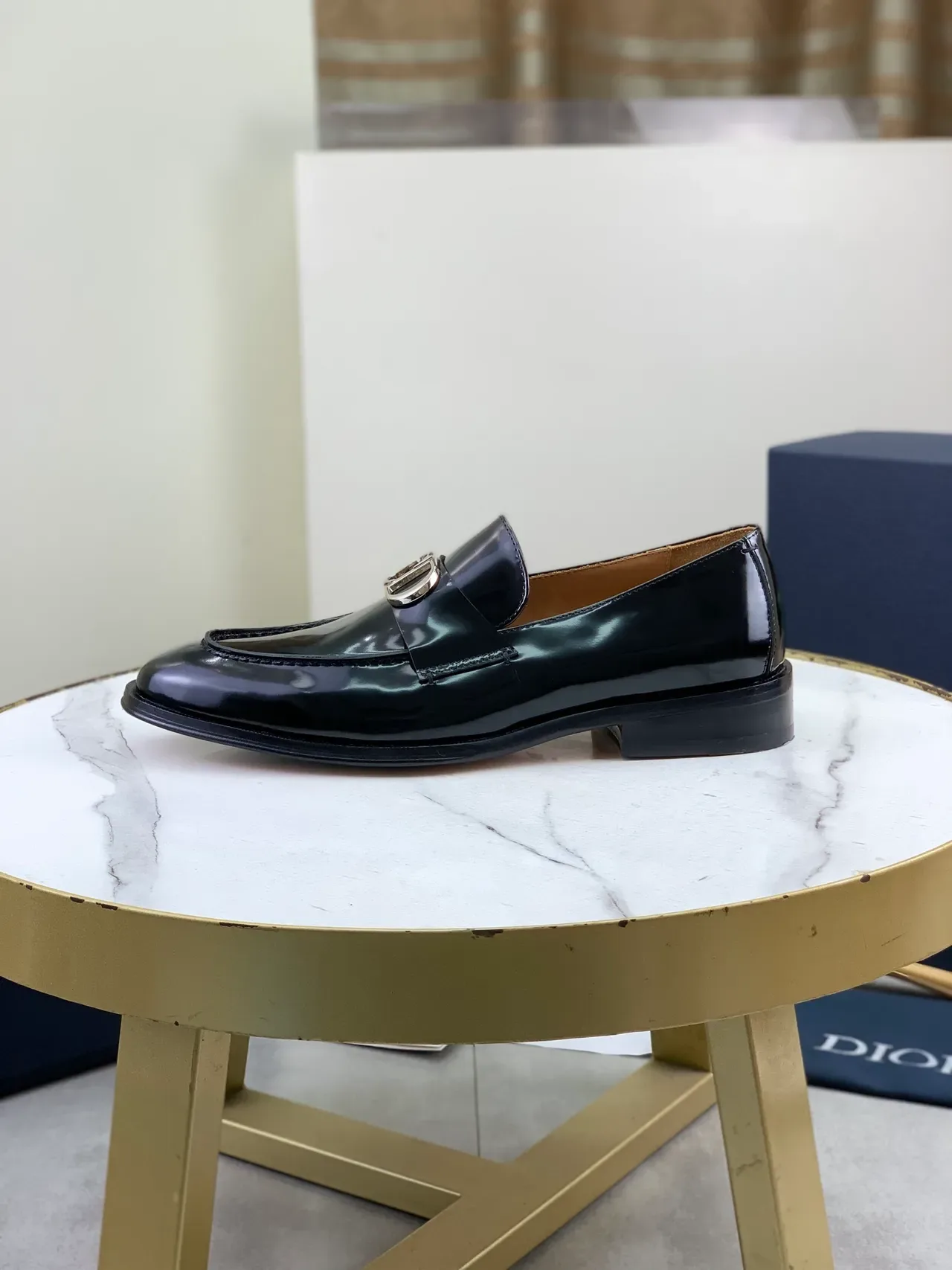 Dior Buckle Strap Loafer Black Silver Patent Leather Loafer 6