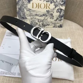 Dior CD Buckle Correa de cuero negro