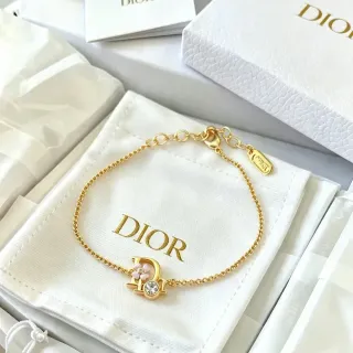 Dior Dioriviera 金色粉色链条 D 形魅力手链