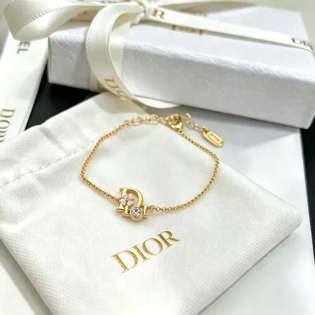 Dior Dioriviera সোনার গোলাপি চেইন ডি-আকৃতির চার্ম ব্রেসলেট 5