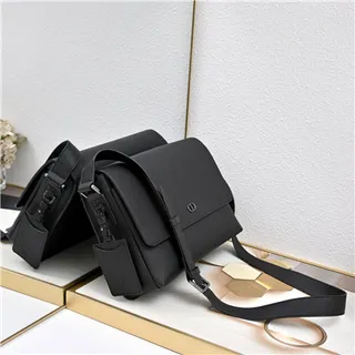 Dior Flap Front Black Textured Leather Crossbody Bag 9