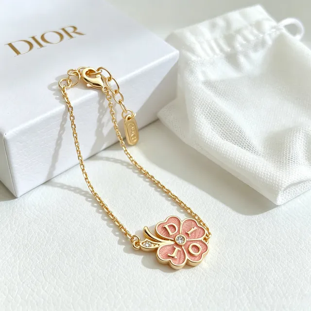 Dior Floral Enamel Charm Gold-Tone Bracelet 5