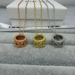 Dior Pendentif Cage Circulaire Or Argent Borde Corde Texturé Bisel Colliers