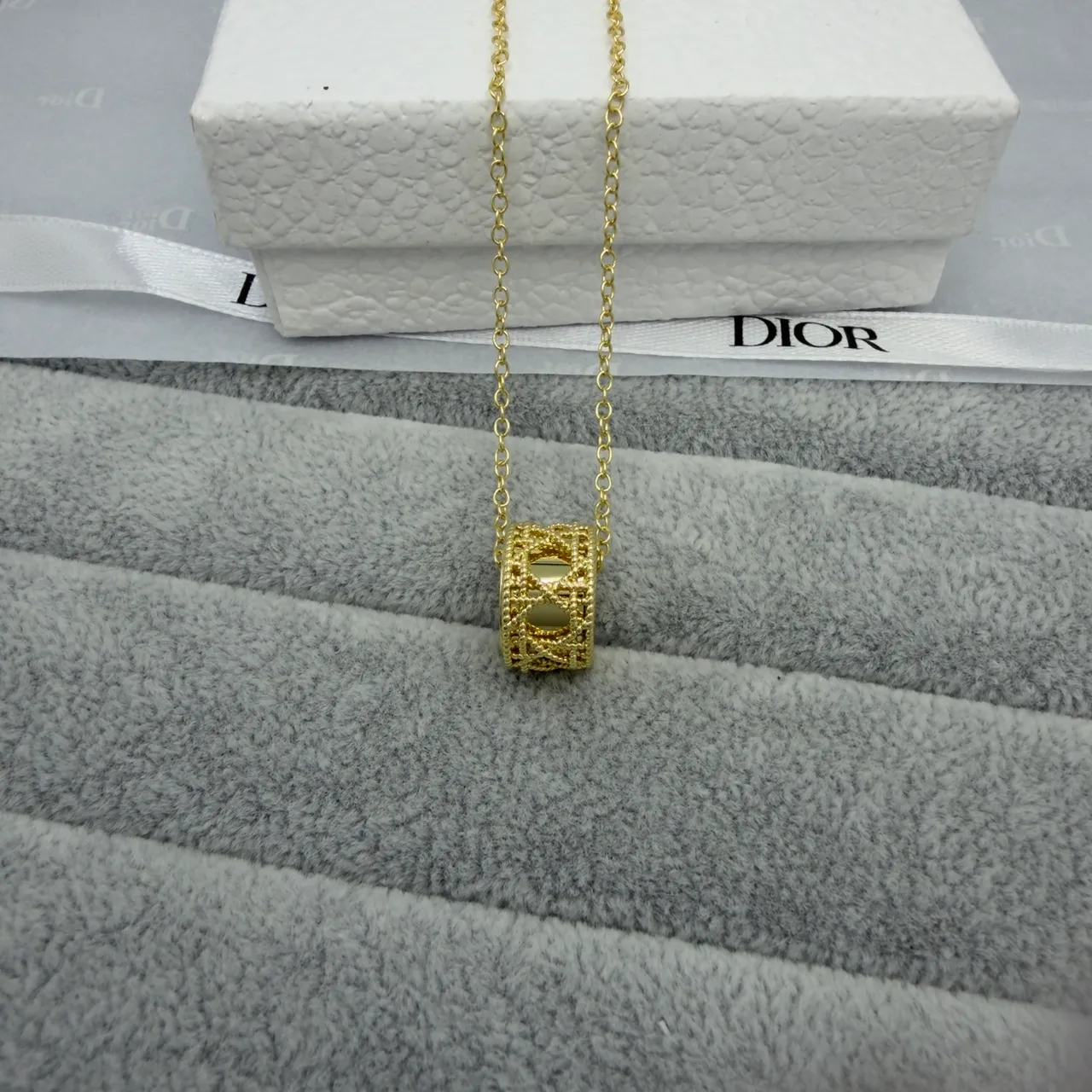 Dior Gold Silver Circular Cage Pendant Textured Rope-Edge Bezel Necklace 2
