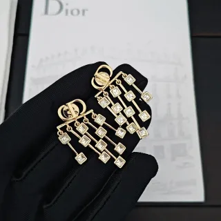 Boucles d'oreilles Dior Or Transparente Chandelier Multi-Niveaux