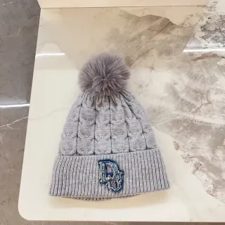 Dior ধূসর নীল কেবল-নিট রিবড কাফ বিনি