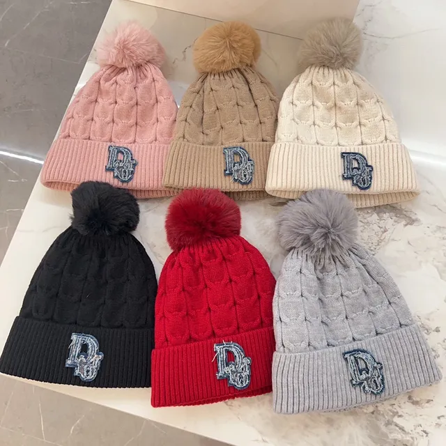 Dior ধূসর নীল কেবল-নিট রিবড কাফ বিনি 6
