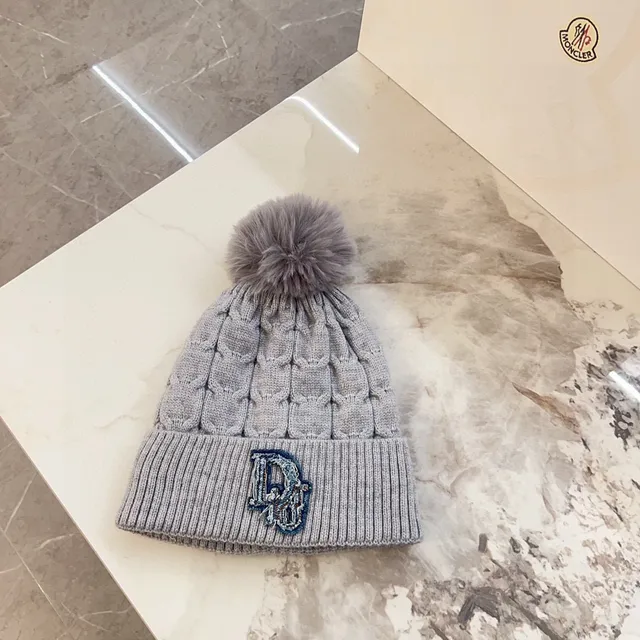Dior ধূসর নীল কেবল-নিট রিবড কাফ বিনি 7
