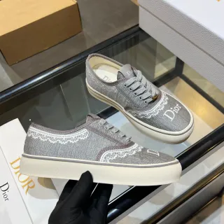 Dior Chaussures Lifestyle Gris Blanc Jacquard Monogram Détail Haut Dentelle