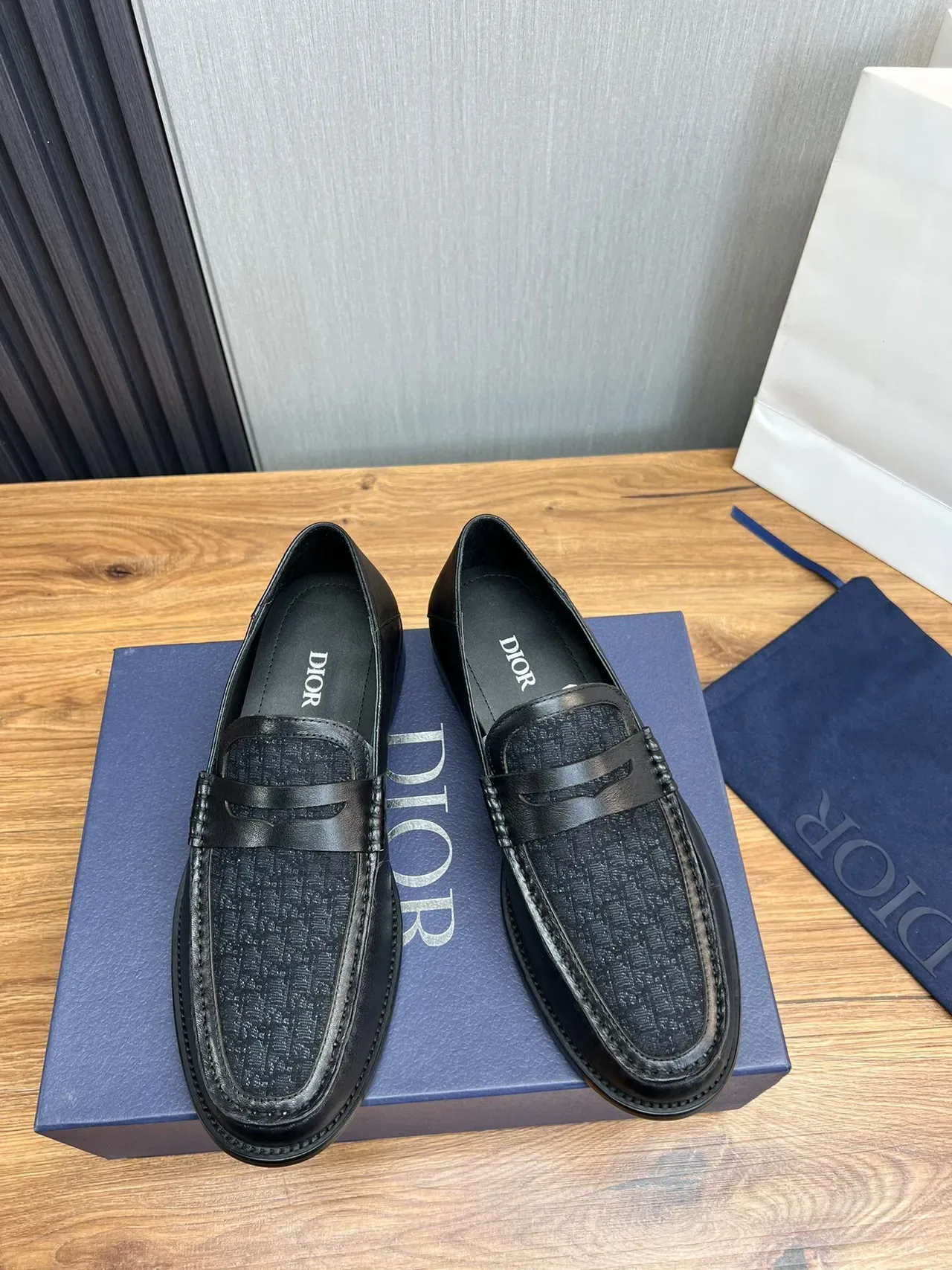 Dior Loafer Noir Texturé Monogramme Moc-Toe Penny Loafer 2