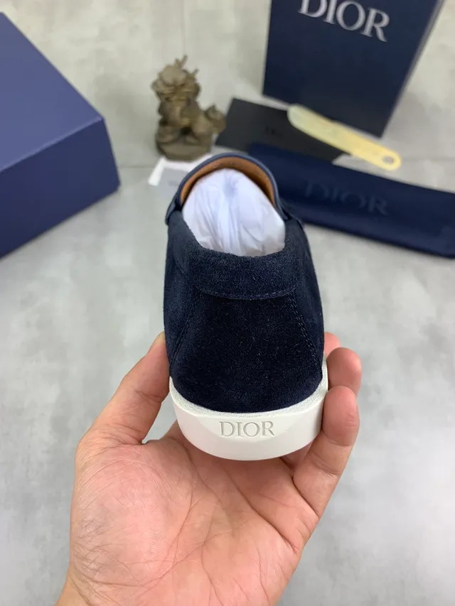 Dior Loafer Navy White Suede CD Logo Buckle Loafer 3