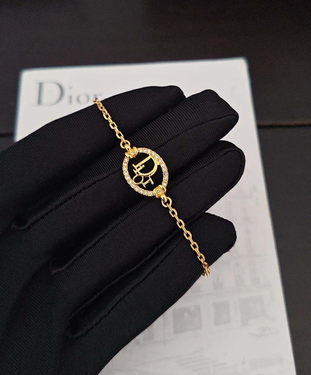 Dior Logo Oval Charm Gold-Tone Chain Bracelet 4