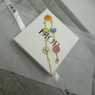 迪奥 多魅力 天体图案 金色珐琅手链