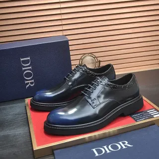 Dior Chaussures Oxford Noir Marine Cuir Patenté Brillant Bout Cap