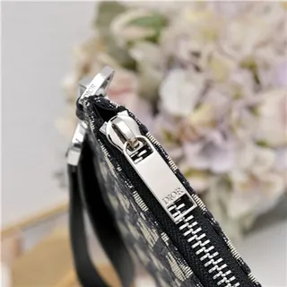 Dior Oblique Black Beige Monogrammed Rectangular Wristlet 5