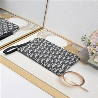 Dior Oblique Black Beige Monogrammed Rectangular Wristlet 7