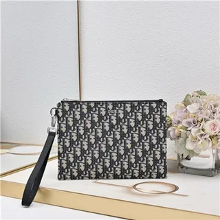 Dior Oblique Black Beige Monogrammed Rectangular Wristlet 10