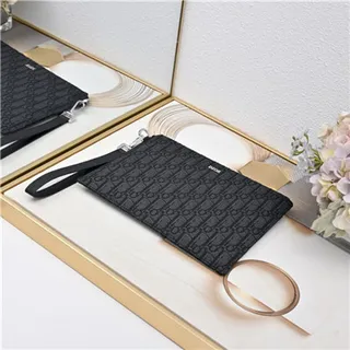Dior Oblique Black Beige Monogrammed Rectangular Wristlet 16