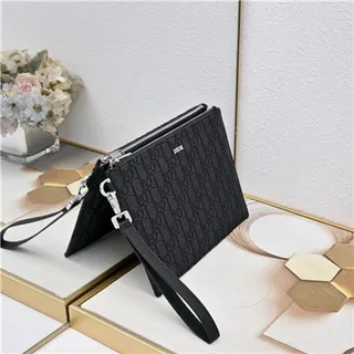 Dior Oblique Black Beige Monogrammed Rectangular Wristlet 17