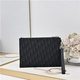 Dior Oblique Black Beige Monogrammed Rectangular Wristlet 18