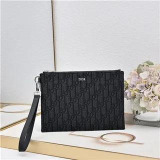 Dior Oblique Black Beige Monogrammed Rectangular Wristlet 19