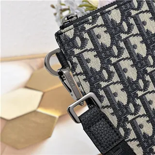 Dior Oblique Black Beige Monogrammed Rectangular Wristlet 22