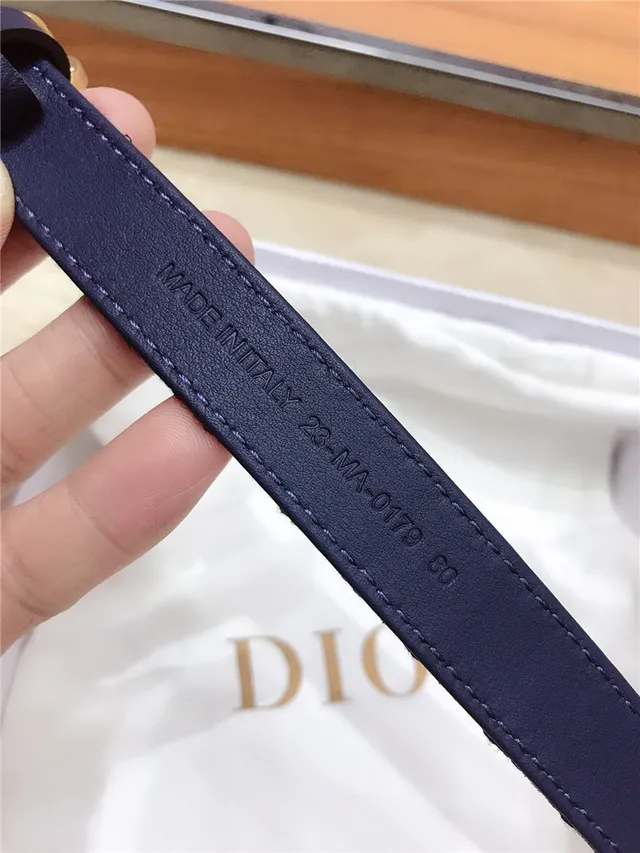 Dior Ceinture en cuir Navy avec jacquard oblique 8