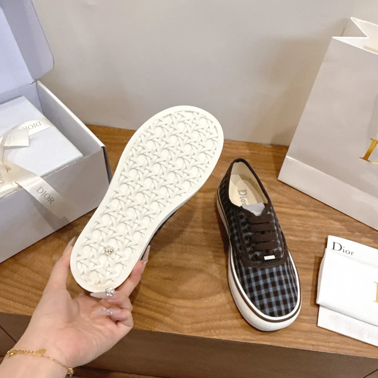 Dior Zapatillas Lifestyle de Lona Plaid de Punta Baja 2