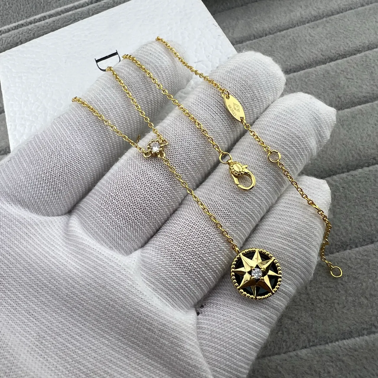 Dior Rose des Vents Enamel Compass Pendant Necklaces 3