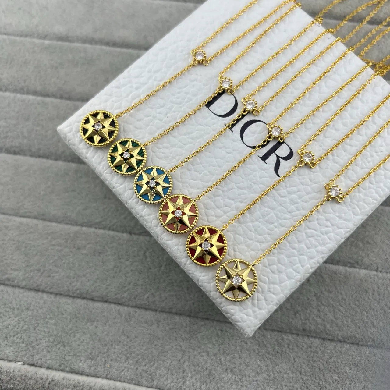 Dior Rose des Vents Enamel Compass Pendant Necklaces 9