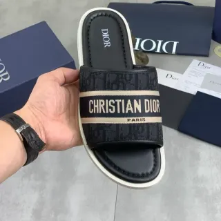 Dior Slide Negro y Beige Correa Monogram