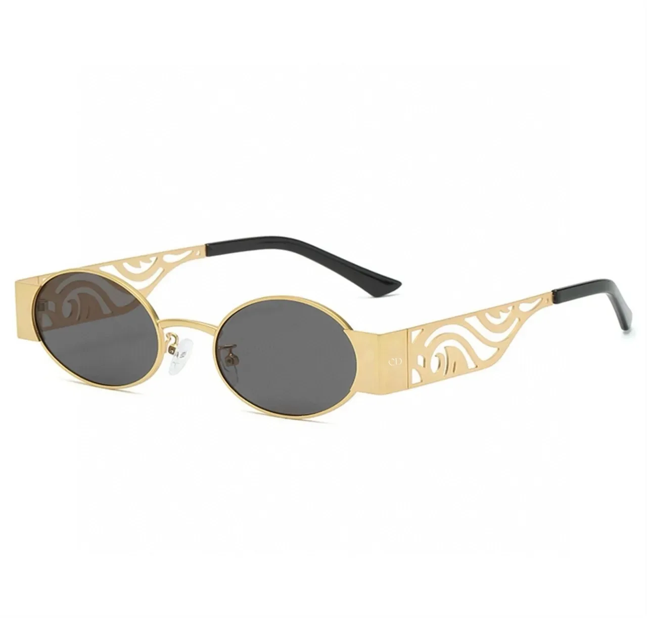 Dior So Real Gafas de sol negro gris lentes ovaladas cutout wave-pattern patillas 8