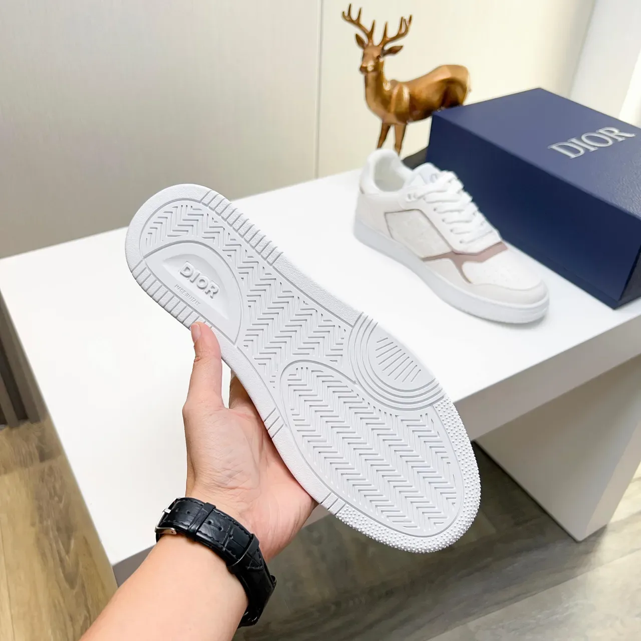 Dior White Beige Embossed Oblique Monogram Layered Panels Lifestyle Sneakers 2
