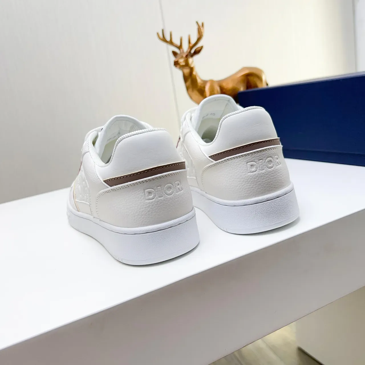 Dior White Beige Embossed Oblique Monogram Layered Panels Lifestyle Sneakers 4