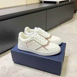 Dior Sneakers Lifestyle Blanc Beige Low-Top Embossé Monogramme Oblique