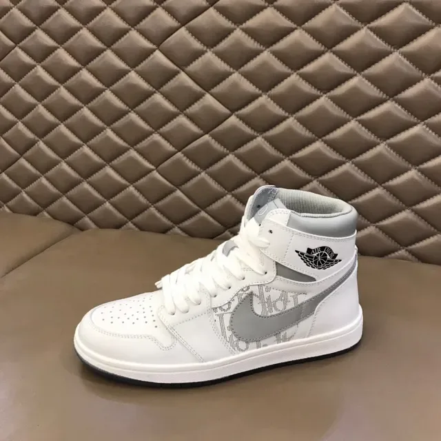 Dior White Gray High-Top Monogrammed Basketball Shoes 5