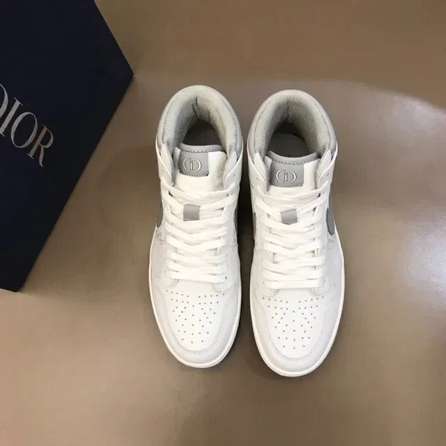 Dior White Gray High-Top Monogrammed Basketball Shoes 9