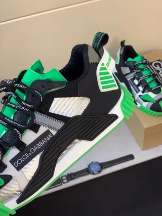 Dolce & Gabbana Runner Black Green Silver Chunky Sneakers 7