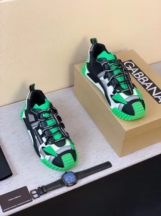 Dolce & Gabbana Runner Black Green Silver Chunky Sneakers 9