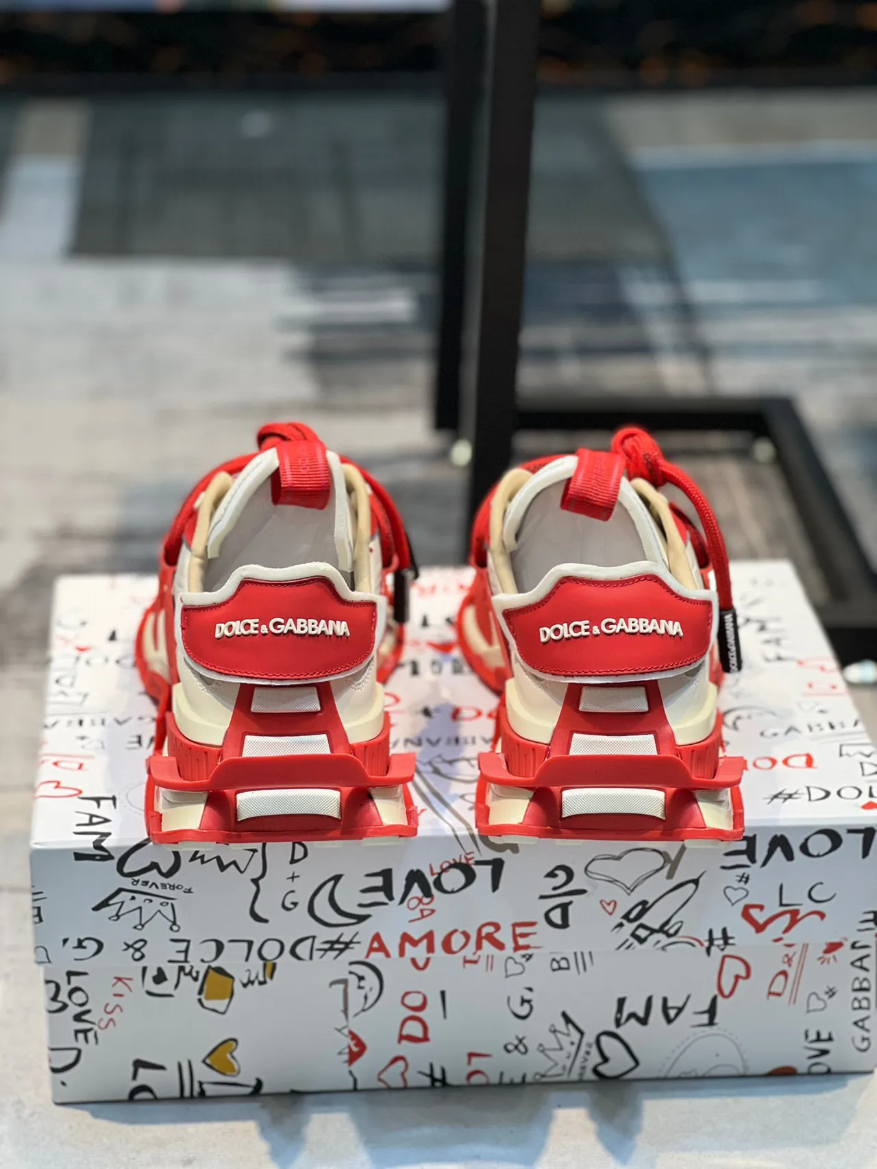 Dolce & Gabbana Track Trainer Red and Off-White Chunky Sneakers 2