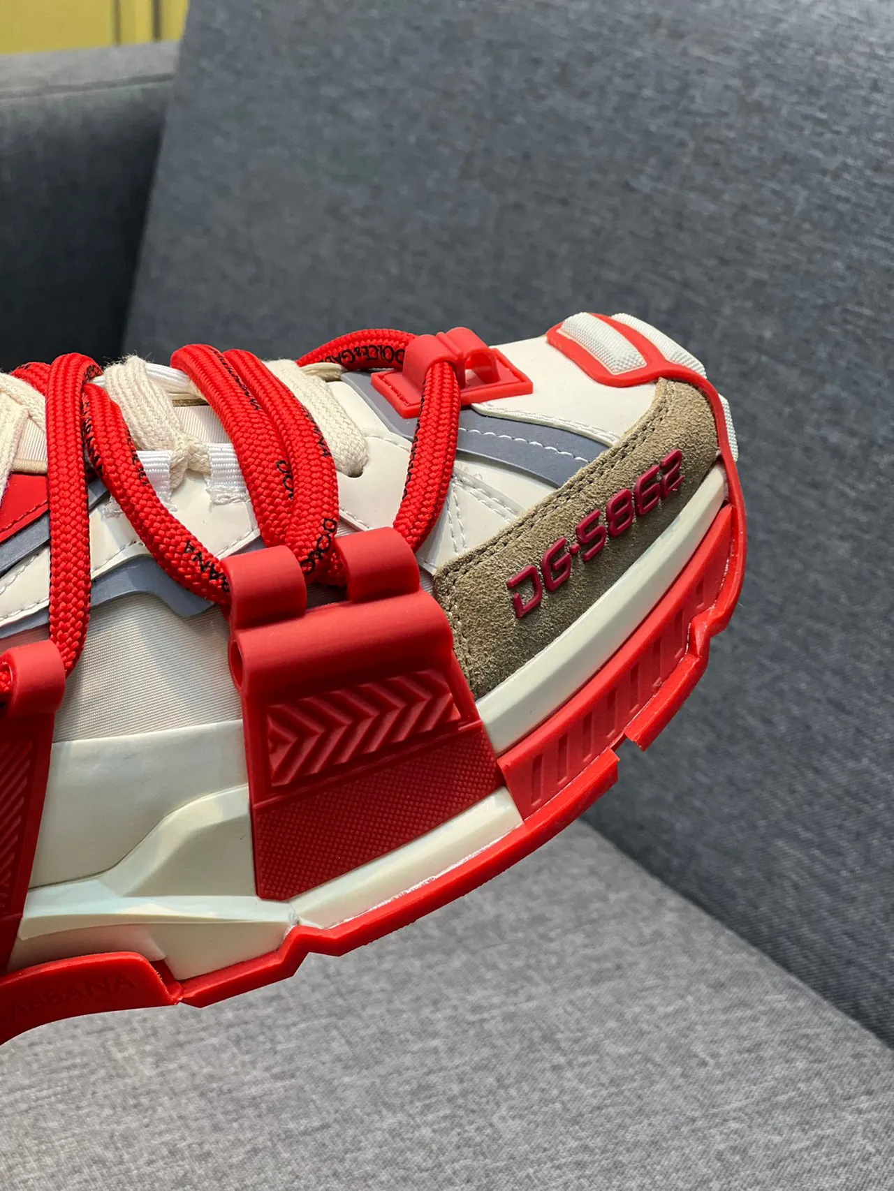 Dolce & Gabbana Track Trainer Red and Off-White Chunky Sneakers 3