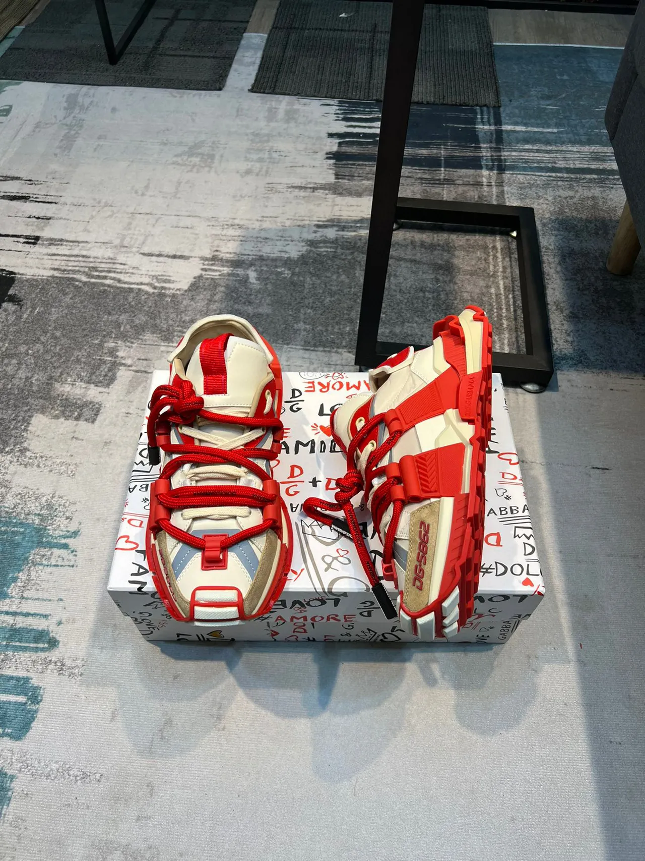 Dolce & Gabbana Track Trainer Red and Off-White Chunky Sneakers 4