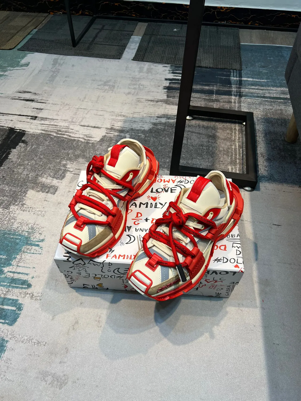 Dolce & Gabbana Track Trainer Red and Off-White Chunky Sneakers 5