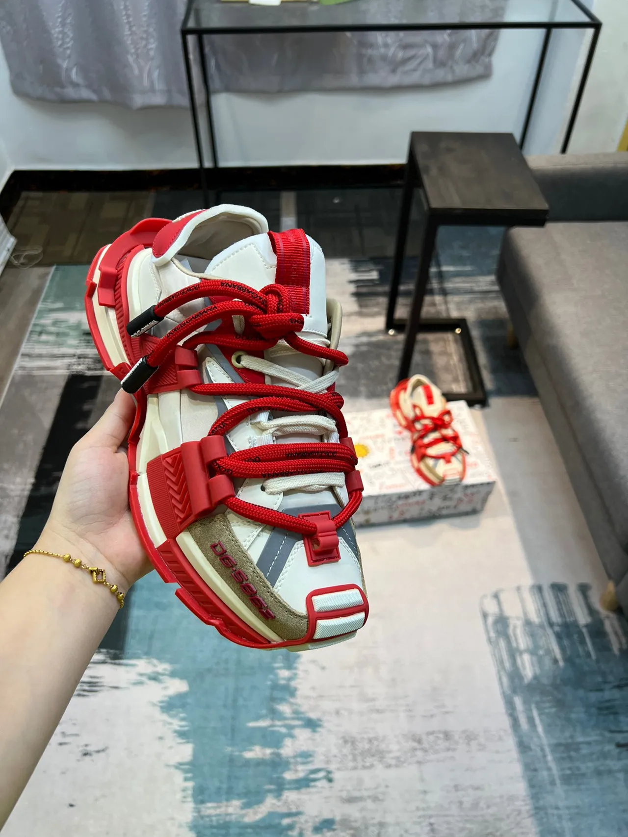 Dolce & Gabbana Track Trainer Red and Off-White Chunky Sneakers 6