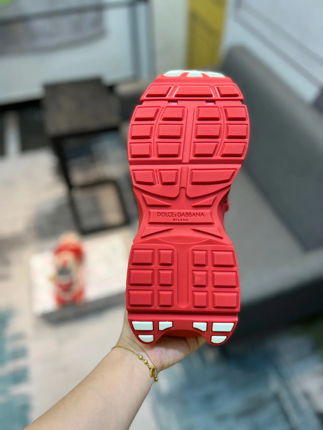 Dolce & Gabbana Track Trainer Red and Off-White Chunky Sneakers 9