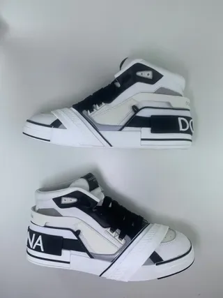 Dolce & Gabbana White Black High-Top Strap-Accented Sneakers 5